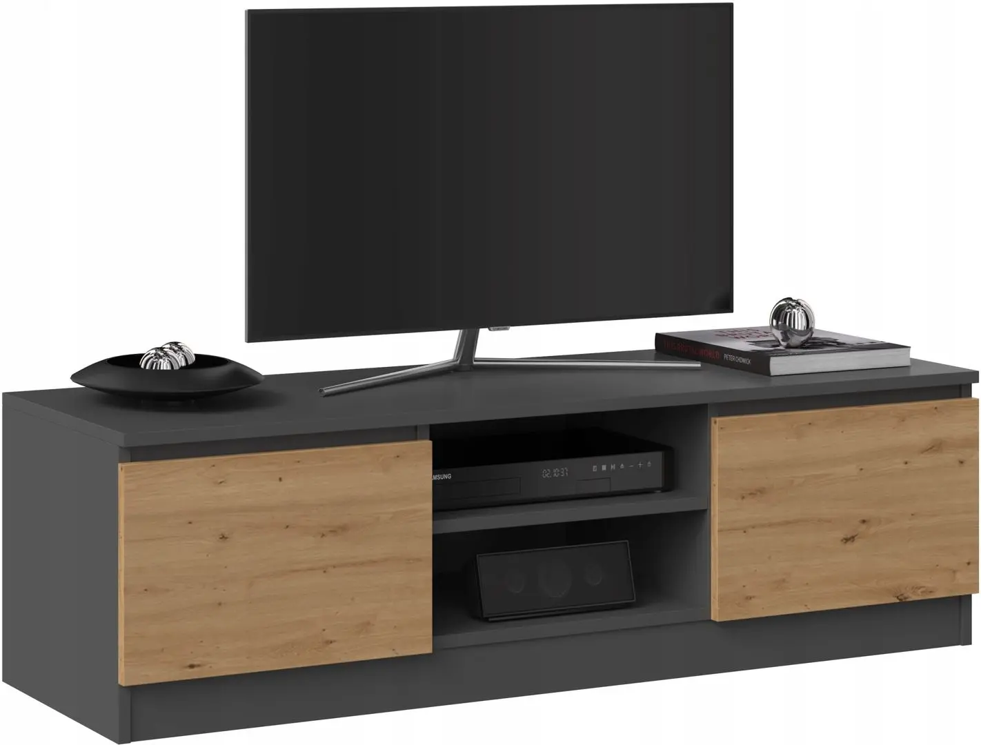 Tumba pentru TV TopEshop Malwa RTV 120cm (Anthracite/Artisan Oak)