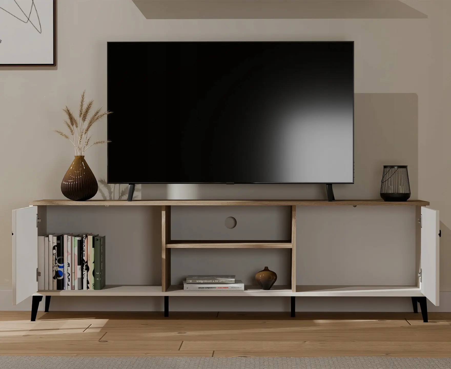 Тумба РТВ TopEshop Point 2D (Cashmere/Castello Oak) - 7