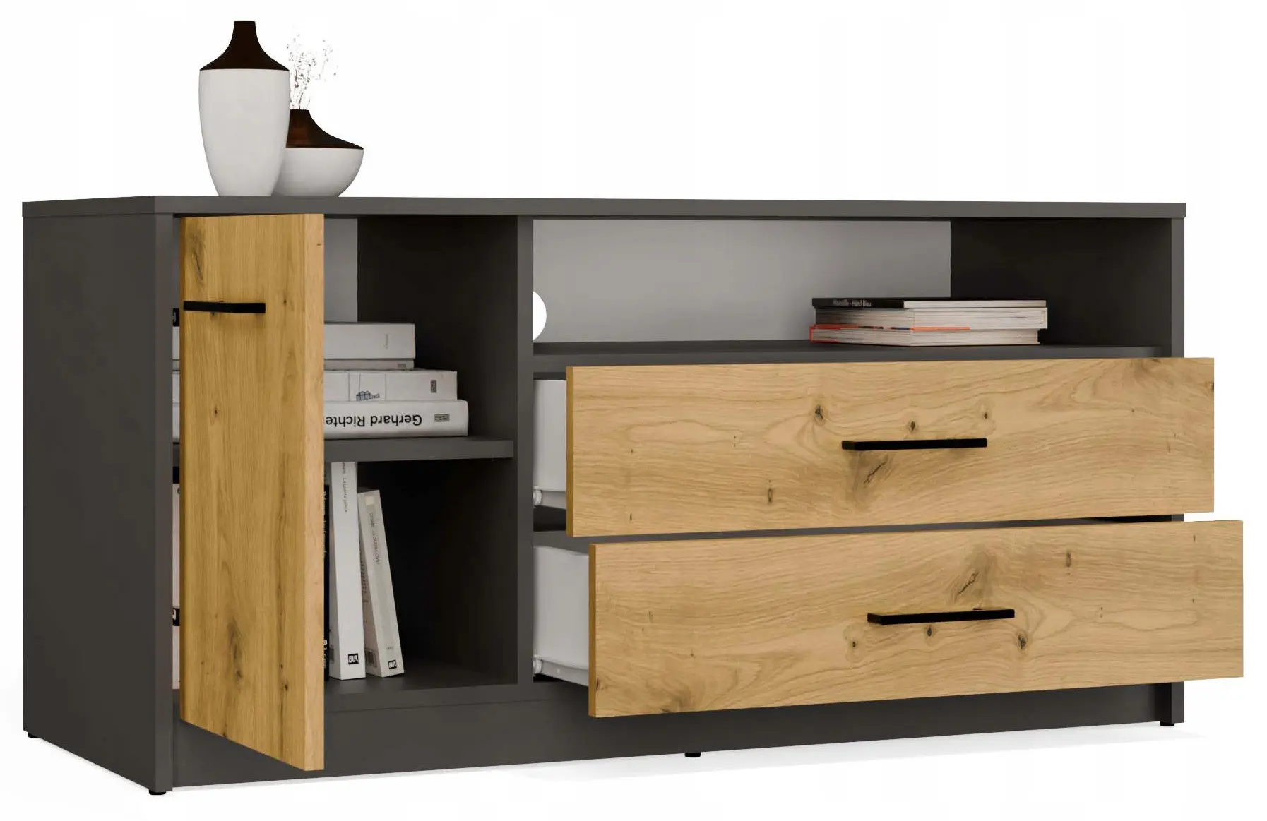 Тумба РТВ TopEshop Simplo 1D2S (Anthracite/Artisan Oak) - 3