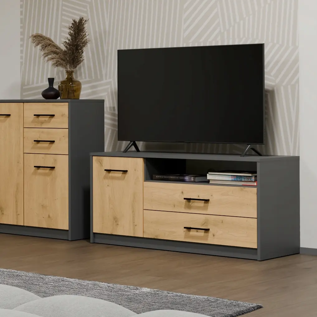 Тумба РТВ TopEshop Simplo 1D2S (Anthracite/Artisan Oak)