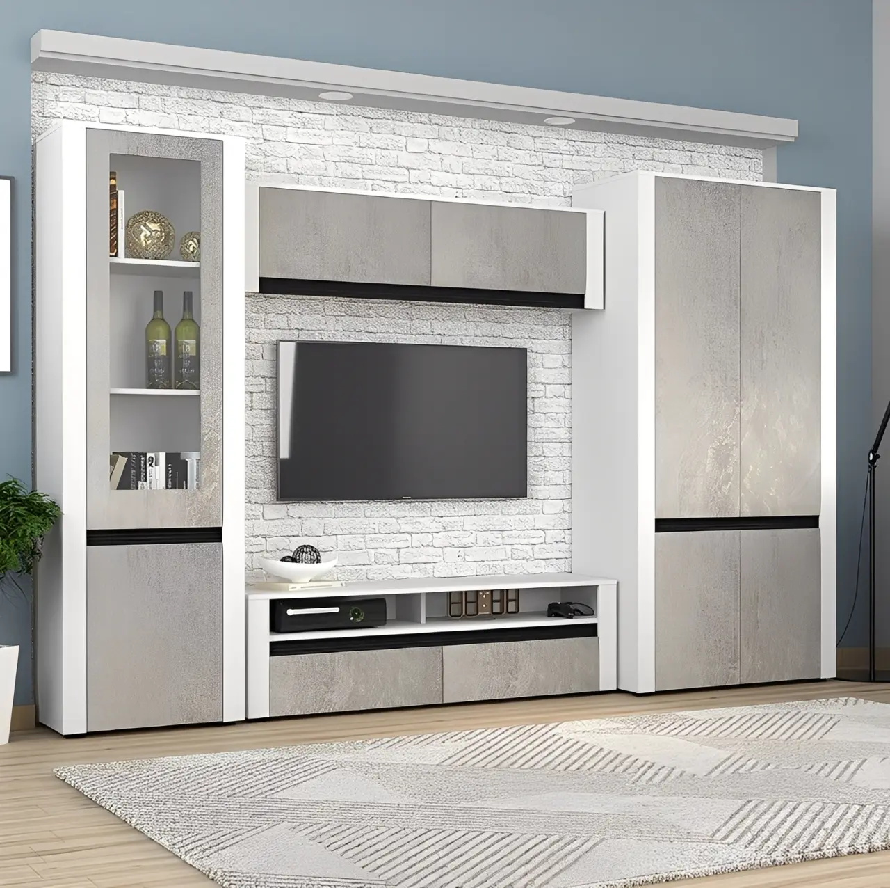 Tumba pentru TV Yasen Bodena 2S (Nymphaea Alba/Oxide Light/Black)