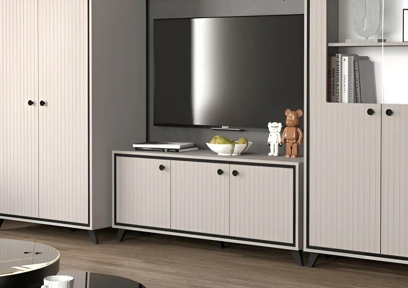 Тумба РТВ Yasen Тина 3Д (Кашемир/Чёрный)