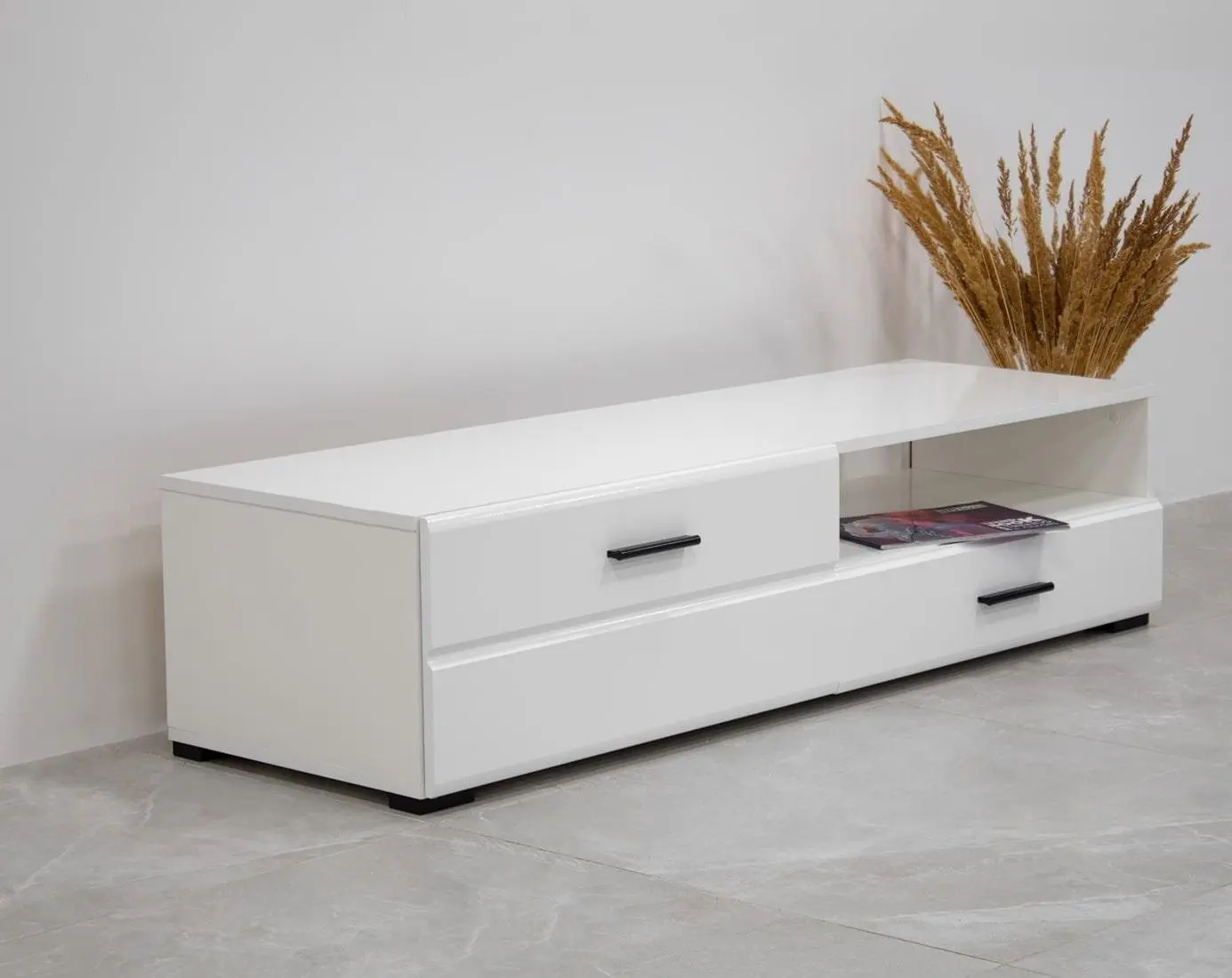 Tumba pentru TV Yasen Vusher RTV1D1SL (Nymphea Alba/White Gloss)