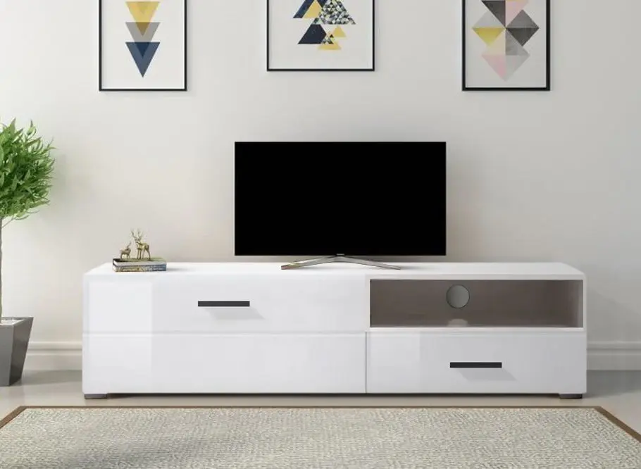 Tumba pentru TV Yasen Vusher RTV1D1SL (Nymphea Alba/White Gloss)
