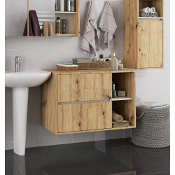 Dulap sub lavoar Akord Vami 90cm 2SZ 2P (Artisan Oak/Cashmere)