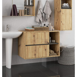 Dulap sub lavoar Akord Vami 90cm 2SZ 2P (Artisan Oak/Graphite Grey)