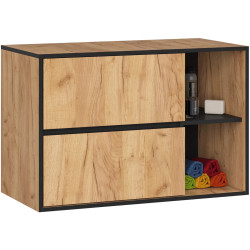 Dulap sub lavoar Akord Vami 90cm 2SZ 2P (Craft Oak/Black Matte) Thumb