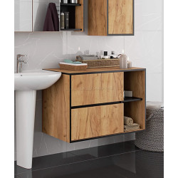 Dulap sub lavoar Akord Vami 90cm 2SZ 2P (Craft Oak/Black Matte)