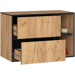 Dulap sub lavoar Akord Vami 90cm 2SZ 2P (Craft Oak/Black Matte) Thumb