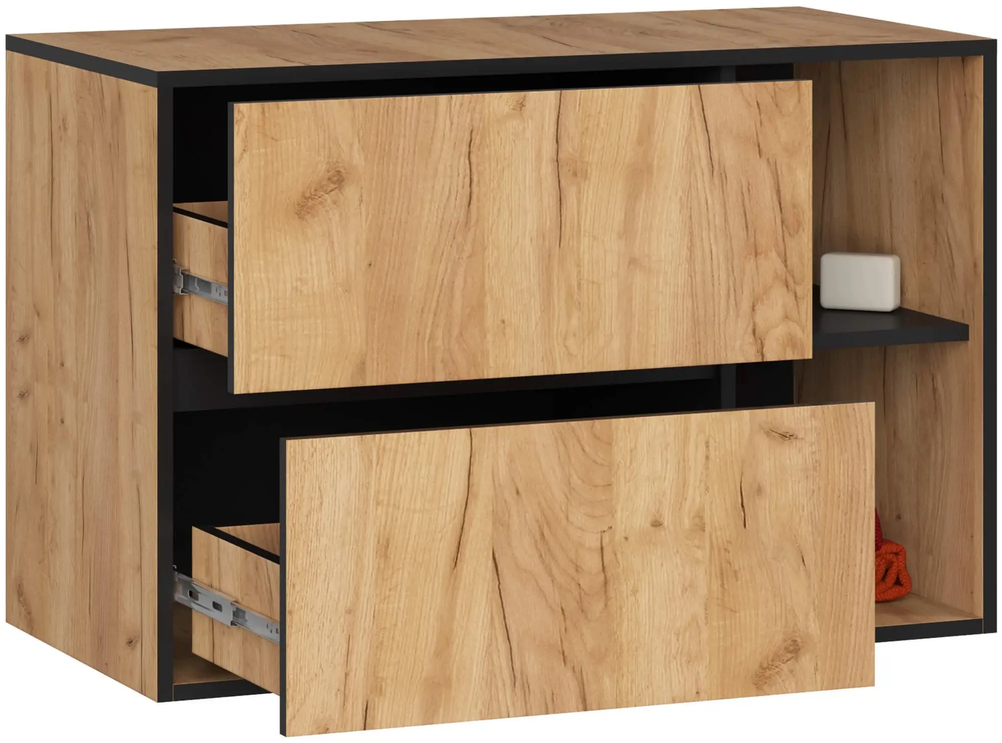 Dulap sub lavoar Akord Vami 90cm 2SZ 2P (Craft Oak/Black Matte)