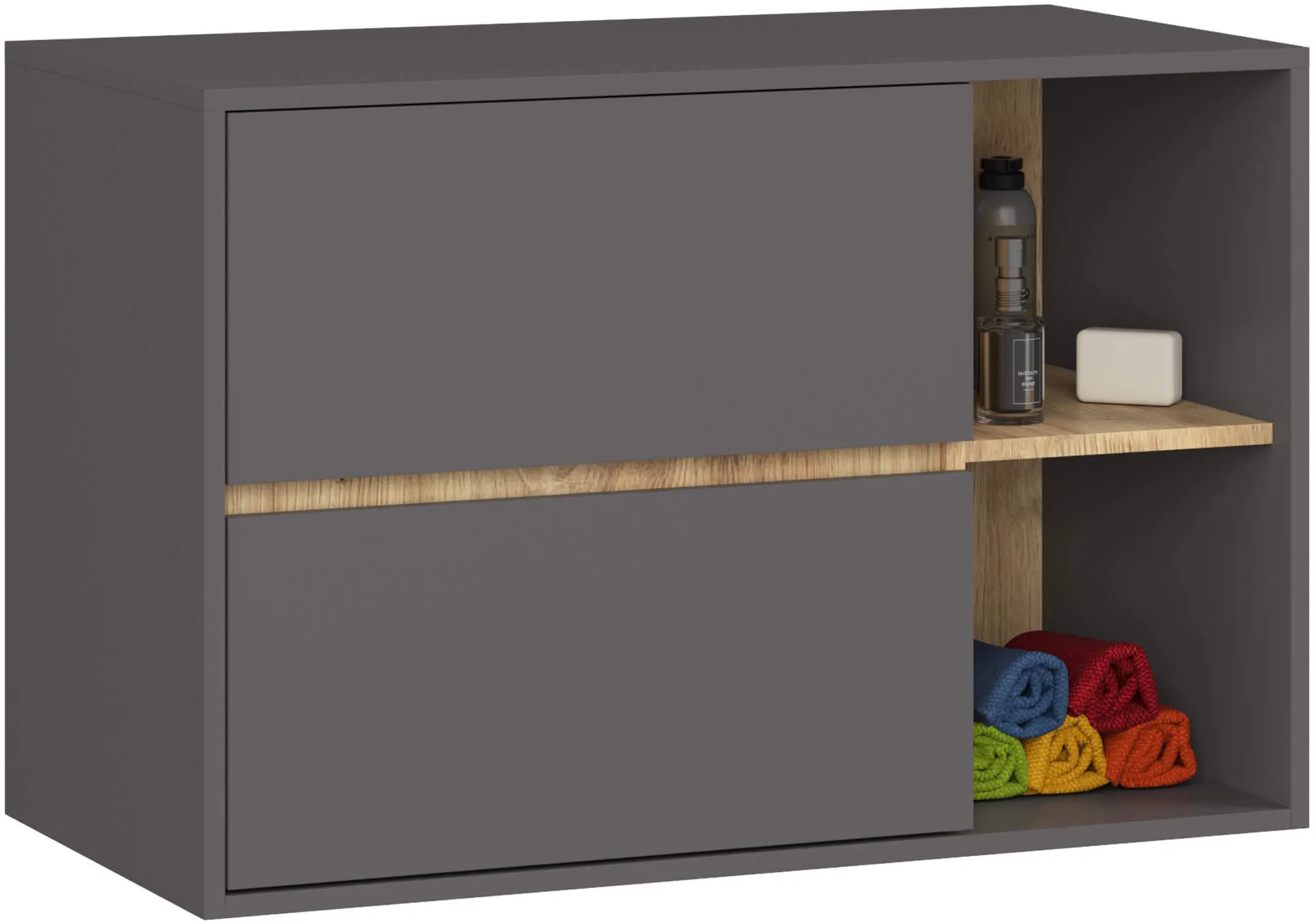 Dulap sub lavoar Akord Vami 90cm 2SZ 2P (Graphite Grey/Artisan Oak)