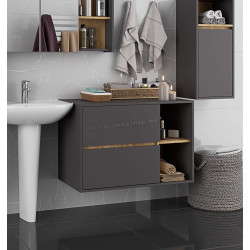 Dulap sub lavoar Akord Vami 90cm 2SZ 2P (Graphite Grey/Artisan Oak)