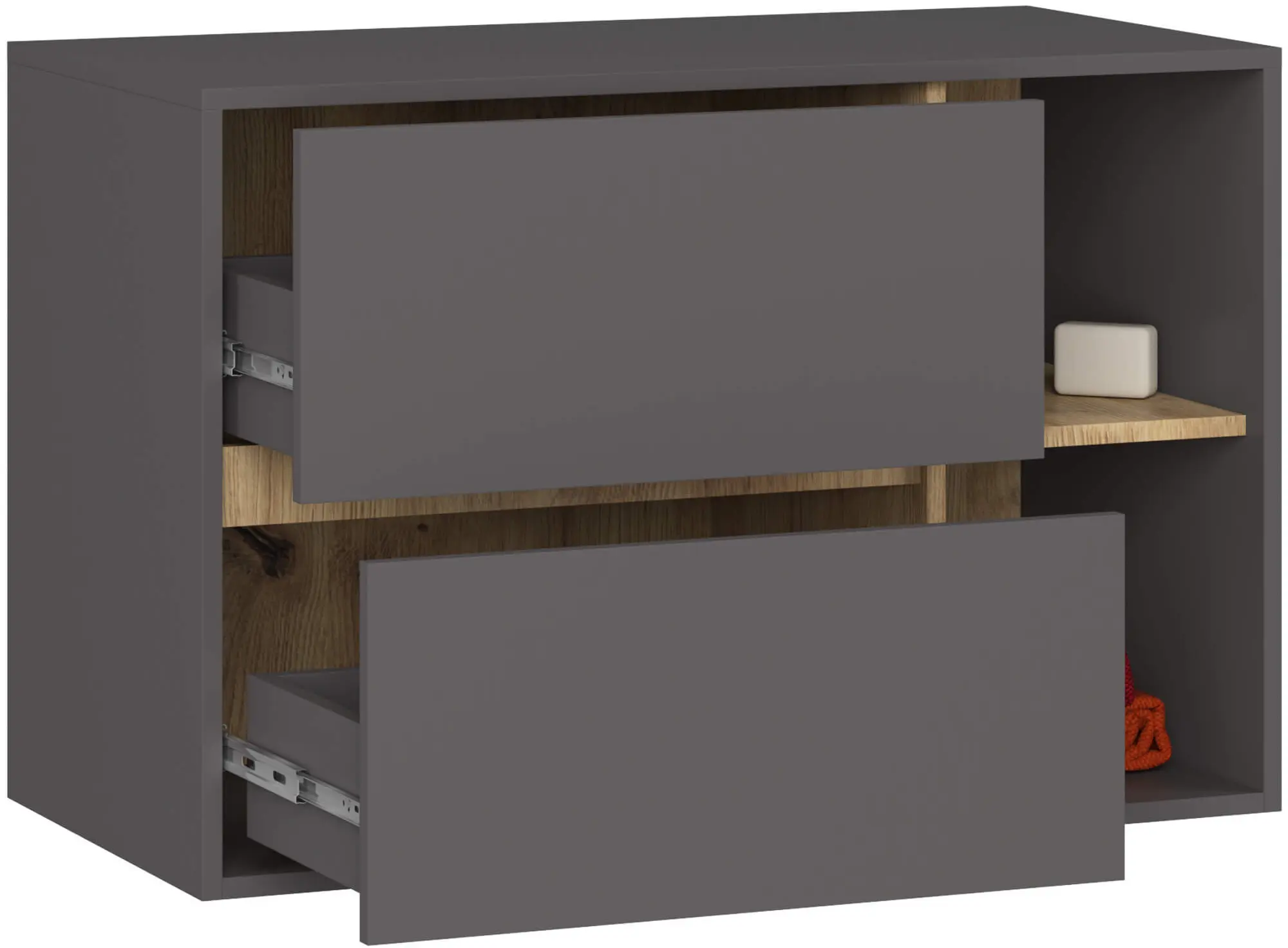 Dulap sub lavoar Akord Vami 90cm 2SZ 2P (Graphite Grey/Artisan Oak)