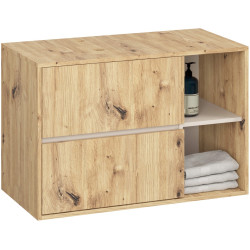 Dulap sub lavoar Akord Vami 90cm 2SZ 2P cu orificii pentru lavoar (Artisan Oak/Cashmere) Thumb