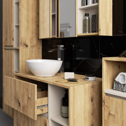 Dulap sub lavoar Akord Vami 90cm 2SZ 2P cu orificii pentru lavoar (Artisan Oak/Cashmere) Thumb