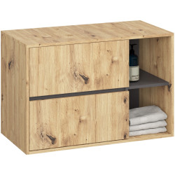 Dulap sub lavoar Akord Vami 90cm 2SZ 2P cu orificii pentru lavoar (Artisan Oak/Graphite Grey) Thumb