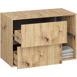 Dulap sub lavoar Akord Vami 90cm 2SZ 2P cu orificii pentru lavoar (Artisan Oak/Graphite Grey) Thumb