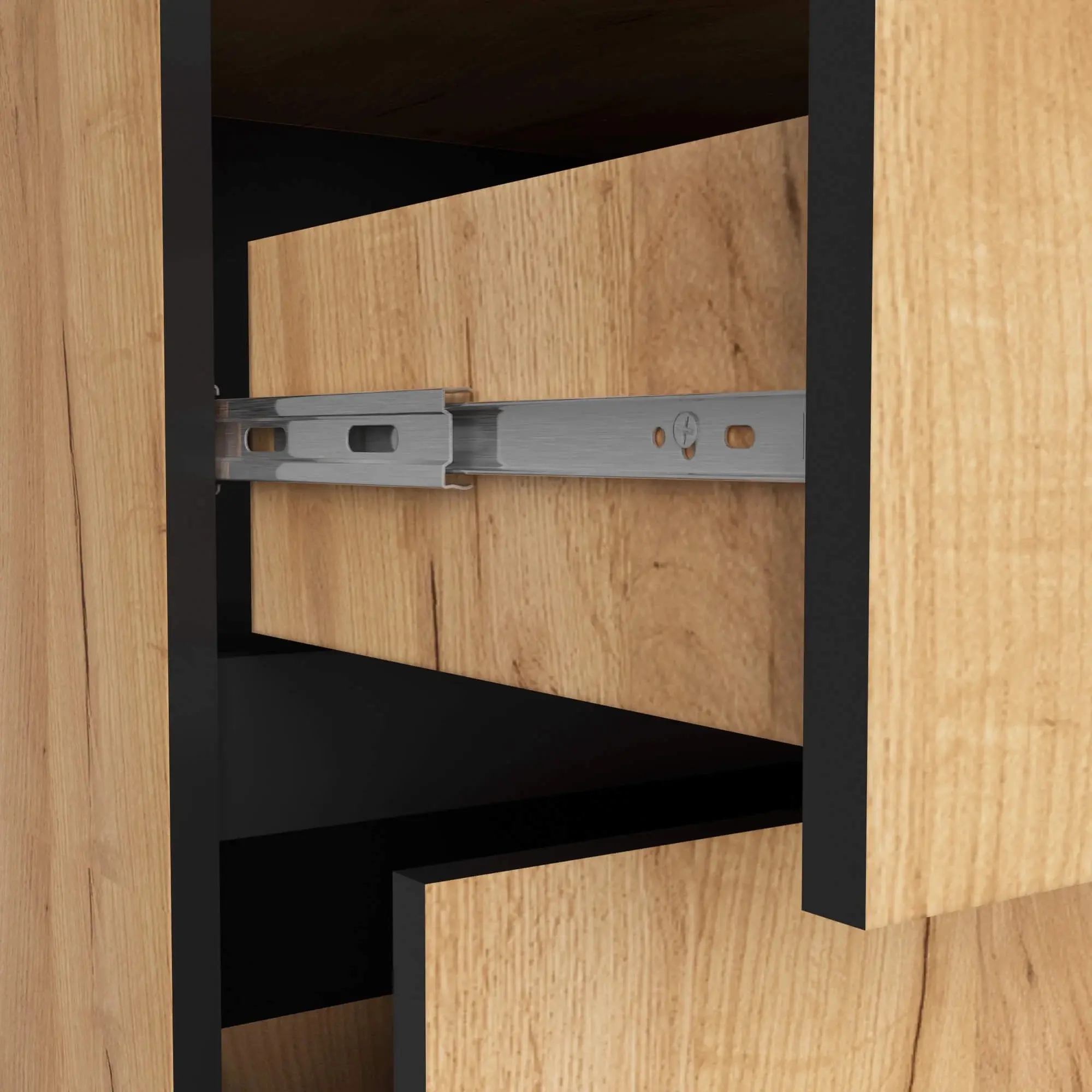 Dulap sub lavoar Akord Vami 90cm 2SZ 2P cu orificii pentru lavoar (Craft Oak/Black)