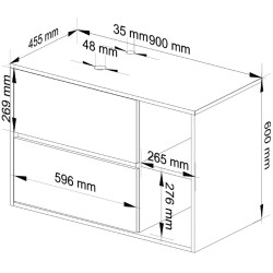 Dulap sub lavoar Akord Vami 90cm 2SZ 2P cu orificii pentru lavoar (Craft Oak/Black) Thumb