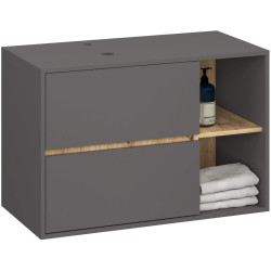 Dulap sub lavoar Akord Vami 90cm 2SZ 2P cu orificii pentru lavoar (Graphite Grey/Artisan Oak) Thumb