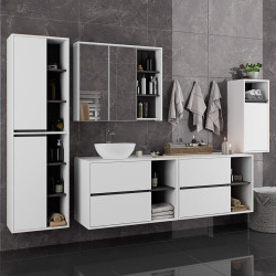 Dulap sub lavoar Akord Vami 90cm 2SZ 2P cu orificii pentru lavoar (White/Graphite Grey) Thumb