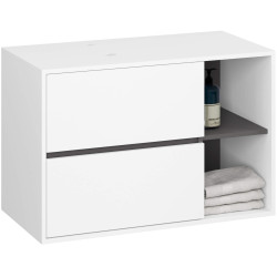 Dulap sub lavoar Akord Vami 90cm 2SZ 2P cu orificii pentru lavoar (White/Graphite Grey) Thumb