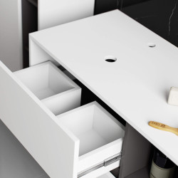 Dulap sub lavoar Akord Vami 90cm 2SZ 2P cu orificii pentru lavoar (White/Graphite Grey) Thumb