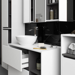 Dulap sub lavoar Akord Vami 90cm 2SZ 2P cu orificii pentru lavoar (White/Graphite Grey) Thumb