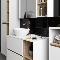 Dulap sub lavoar Akord Vami 90cm 2SZ 2P cu orificii pentru lavoar (White/Sonoma Oak) Thumb