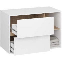 Dulap sub lavoar Akord Vami 90cm 2SZ 2P cu orificii pentru lavoar (White/Sonoma Oak) Thumb