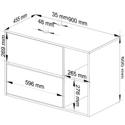 Dulap sub lavoar Akord Vami 90cm 2SZ 2P cu orificii pentru lavoar (White/Sonoma Oak) Thumb