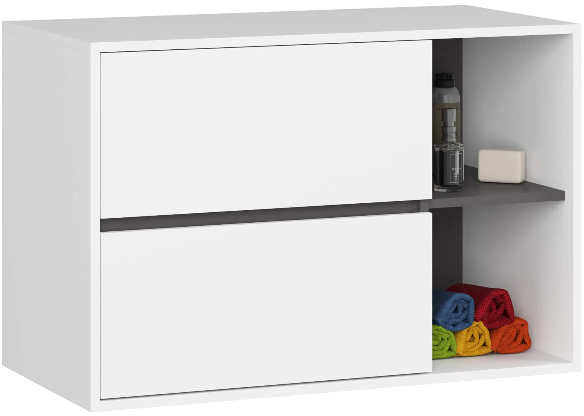 Dulap sub lavoar Akord Vami 90cm 2SZ 2P (White/Graphite Grey)