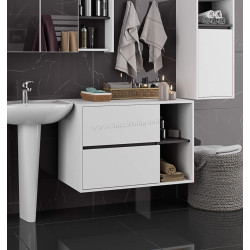 Dulap sub lavoar Akord Vami 90cm 2SZ 2P (White/Graphite Grey)