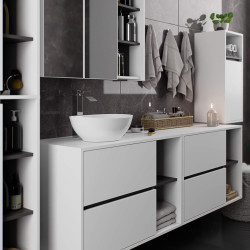 Dulap sub lavoar Akord Vami 90cm 2SZ 2P (White/Graphite Grey) Thumb