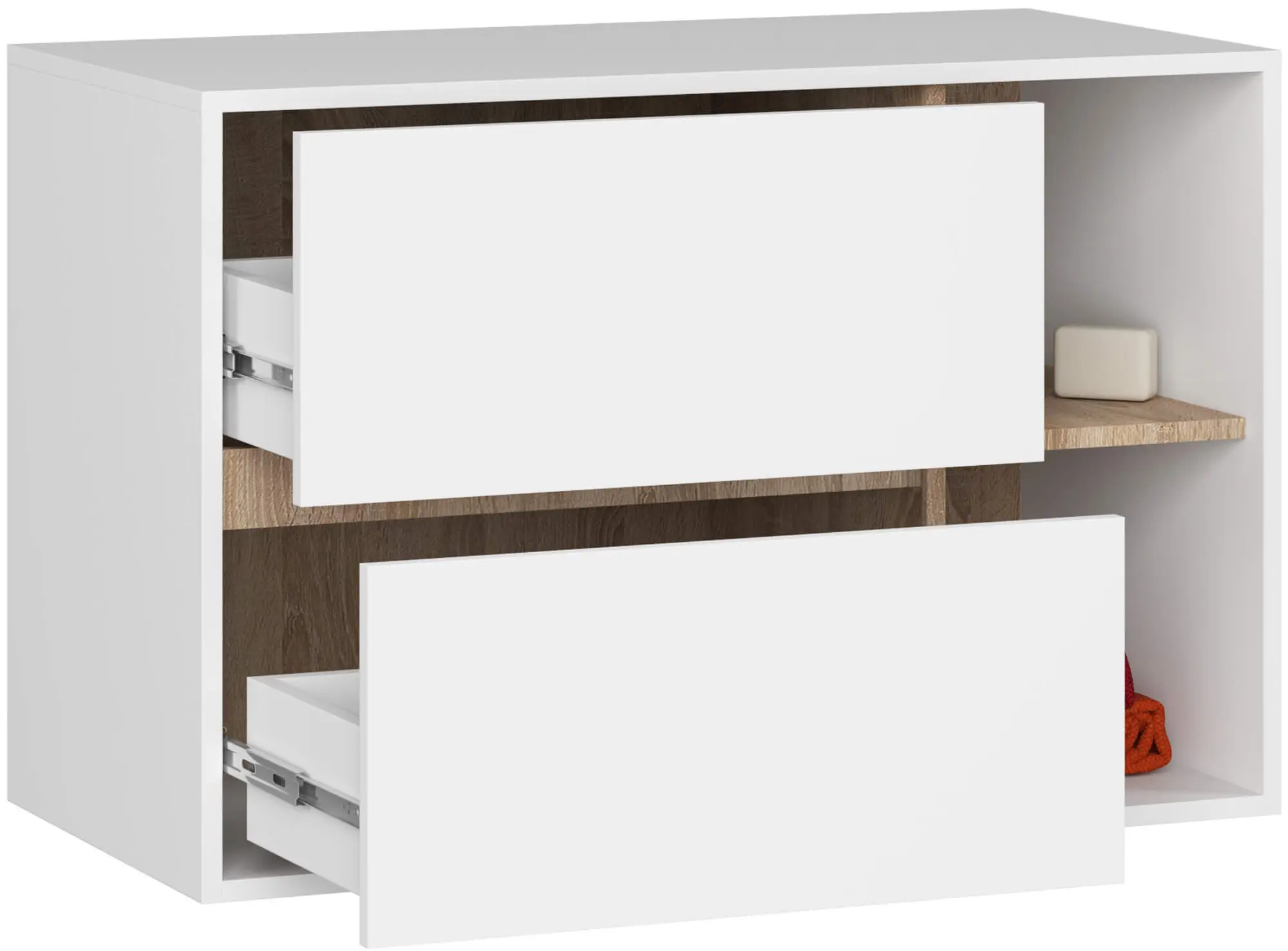 Dulap sub lavoar Akord Vami 90cm 2SZ 2P (White/Sonoma Oak)