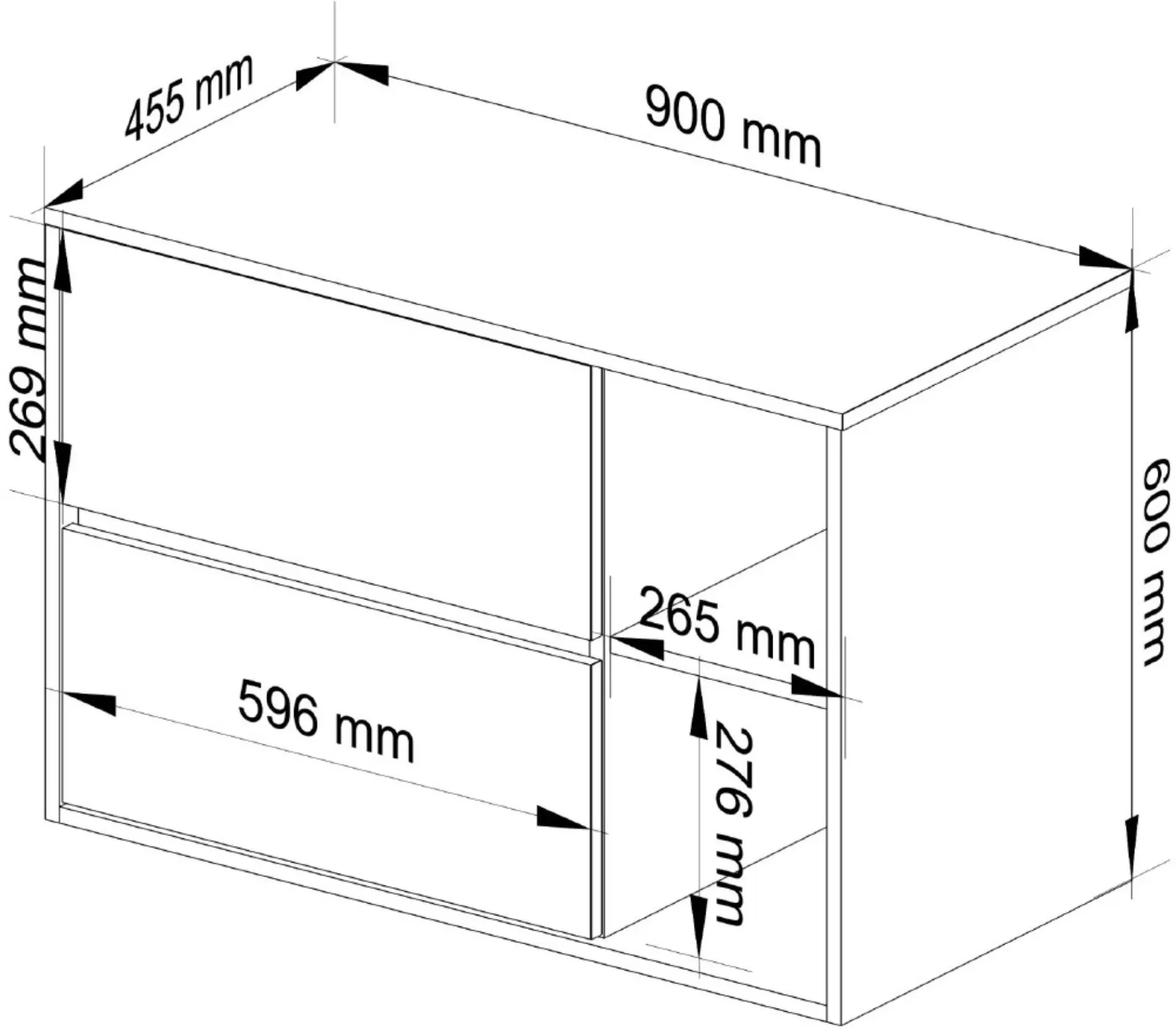Dulap sub lavoar Akord Vami 90cm 2SZ 2P (White/Sonoma Oak)