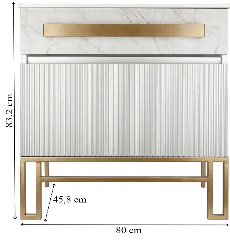 Tumba sub lavoar Art Flame Serenva 80A (White/Gold)