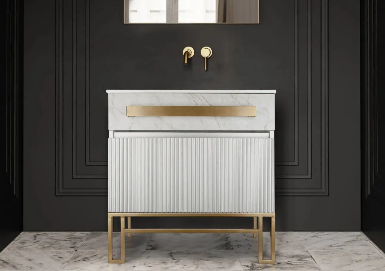 Tumba sub lavoar Art Flame Serenva 80A (White/Gold)