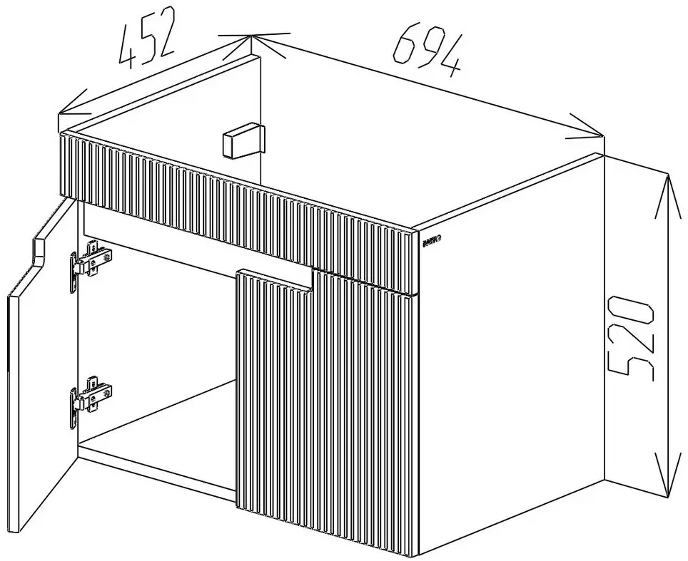 Dulap sub lavoar suspendat Bayro Positano Duo 700 (White Matte)