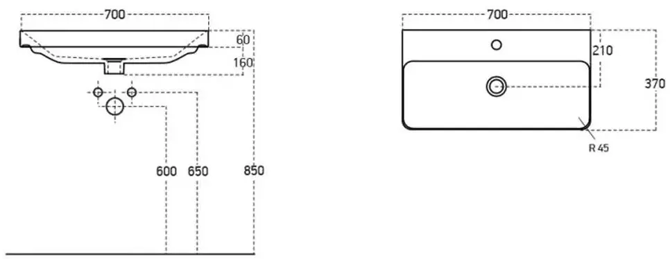 Dulap sub lavoar Bayro Damat Luxor 700 (Light Grey)