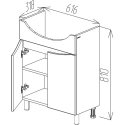 Dulap sub lavoar Bayro Elara Duo 650 (White) Thumb
