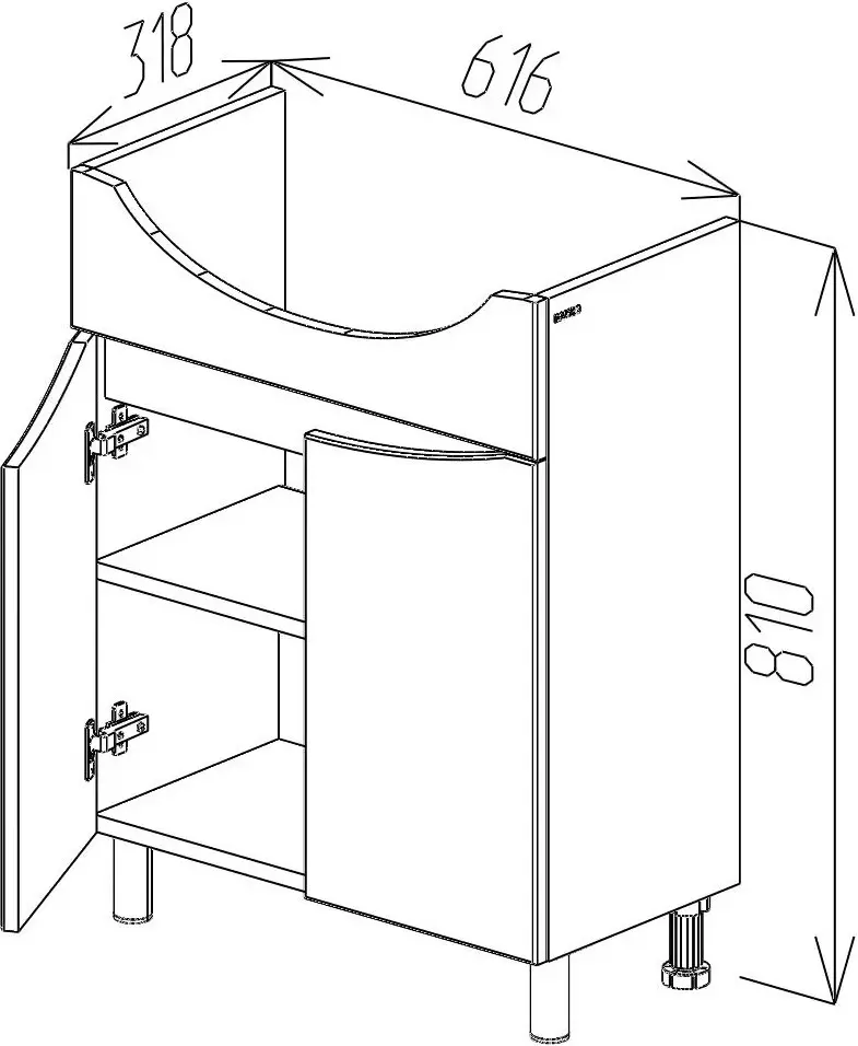 Dulap sub lavoar Bayro Elara Duo 650 (White)