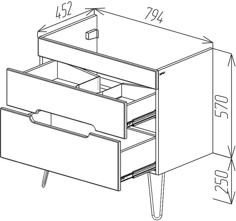 Dulap sub lavoar Bayro Etna 800