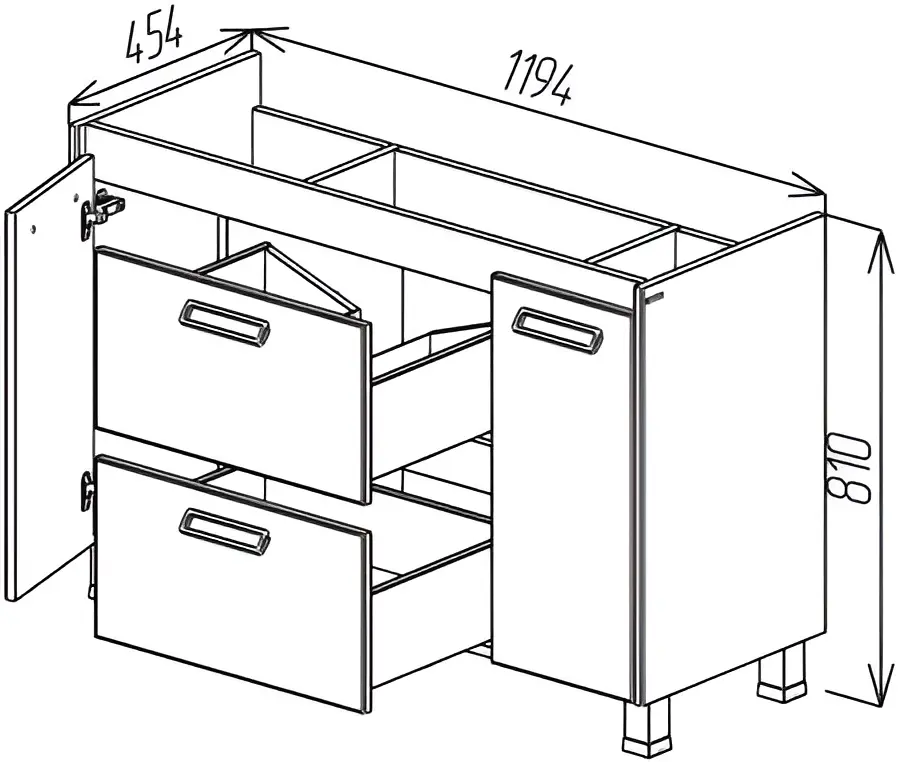 Dulap sub lavoar Bayro Montana 1200 (Gray Stone)