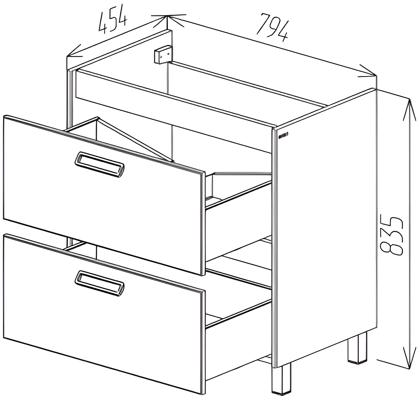 Dulap sub lavoar Bayro Montana 800 (Gray Stone)