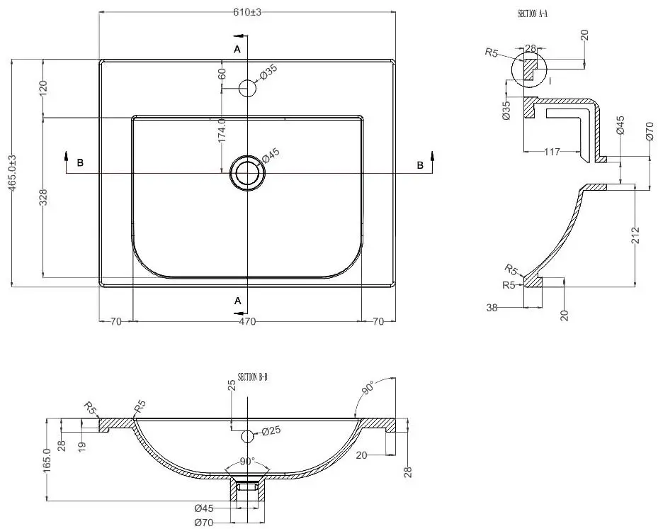 Dulap sub lavoar Bayro Studio Duo Argo 600 (White Matte)