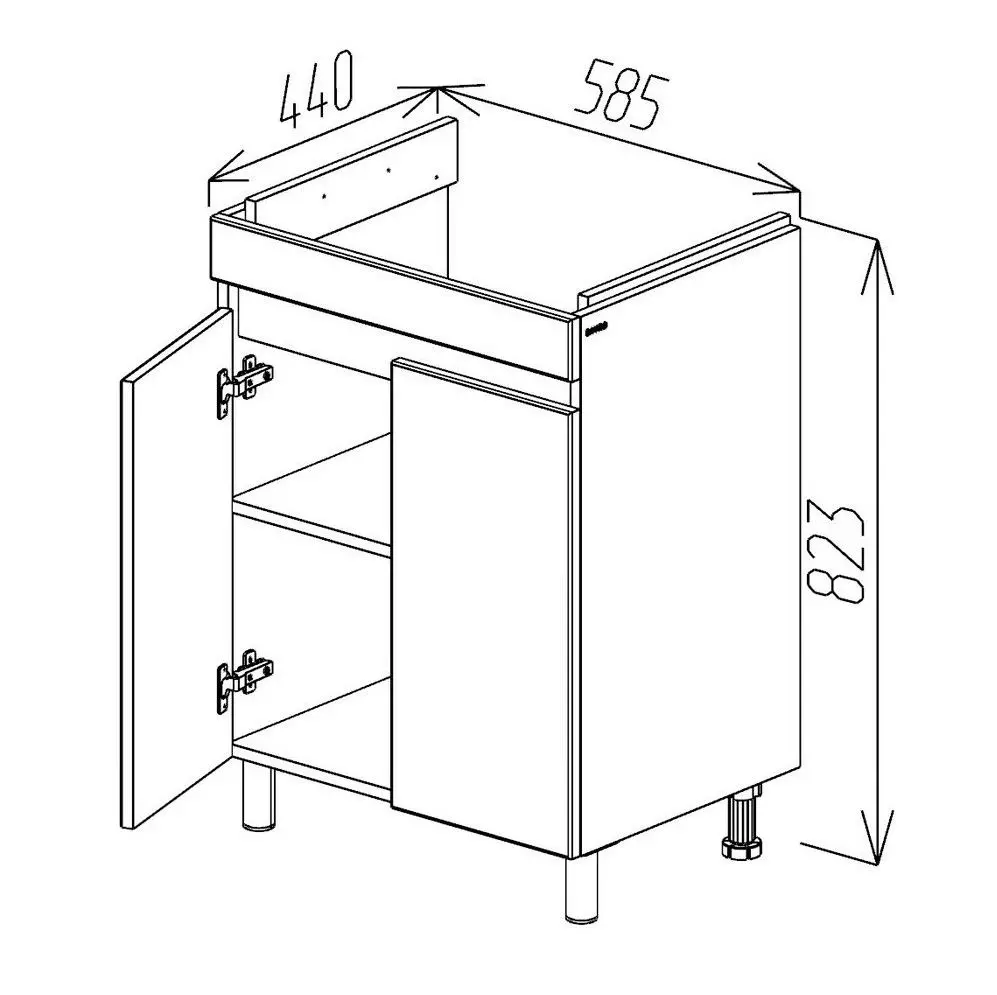 Dulap sub lavoar Bayro Trend Duo Como/Moduo 600 (Anthracite)