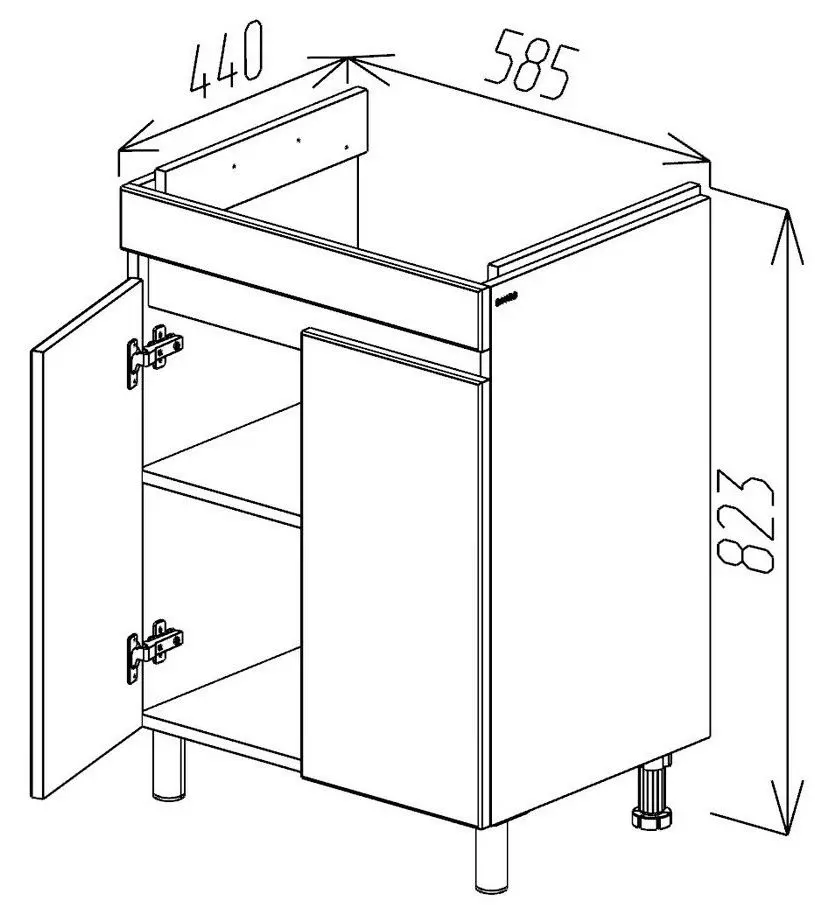 Dulap sub lavoar Bayro Trend Duo Como/Moduo 600 (Grey)