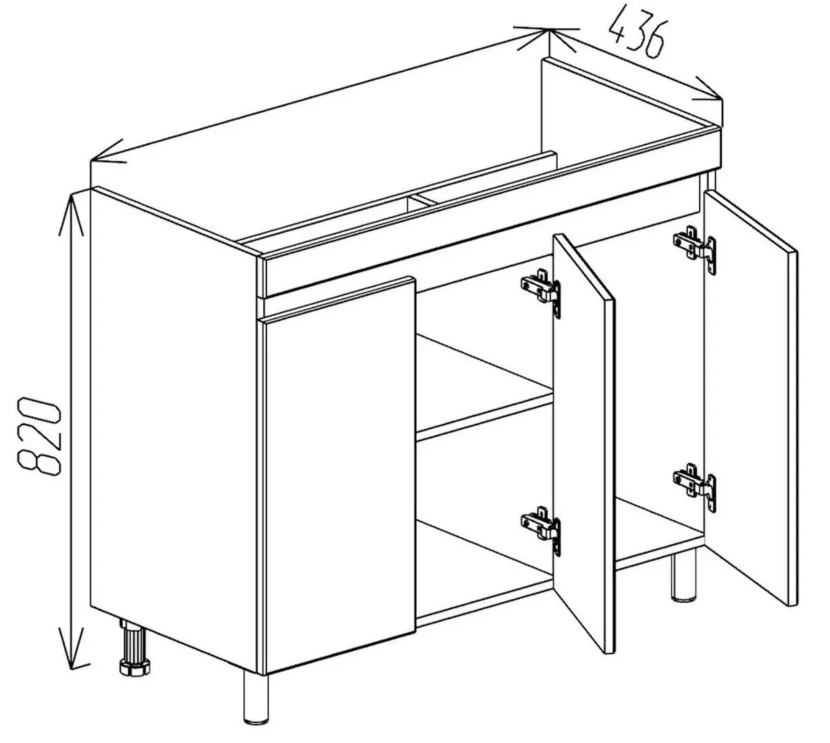 Dulap sub lavoar Bayro Trend Duo Soft 1000 (White Matte)