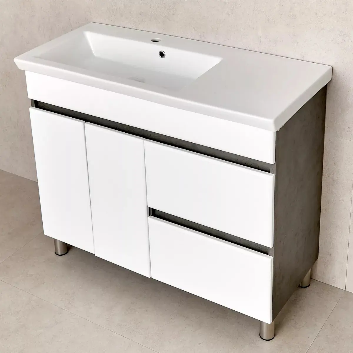 Dulap sub lavoar Bayro Urbano Pro 1000 (White/Chicago Dark Concrete)